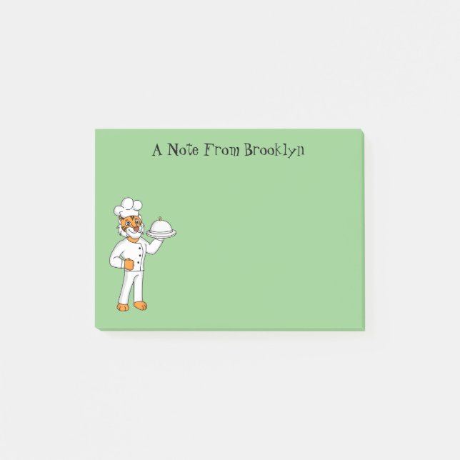 Niedlicher lustiger Tiger Koch Cartoon Illustratio Post-it Klebezettel (Vorderseite)