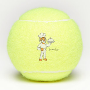 Niedlicher lustiger Tiger Koch Cartoon Illustratio Tennisbälle