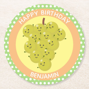 Niedlicher, lustiger Traubenstrunk Wiedersehen Car Runder Pappuntersetzer