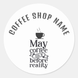 Niedlicher, lustiger Typografie-Kaffeeaufkleber Runder Aufkleber