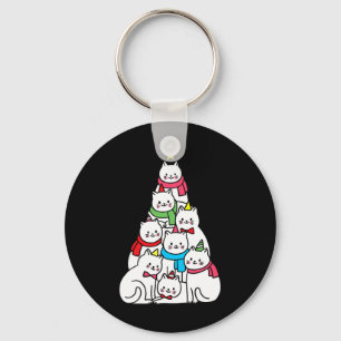 Niedlicher, lustiger Weihnachtsfeiertag für Katzen Schlüsselanhänger