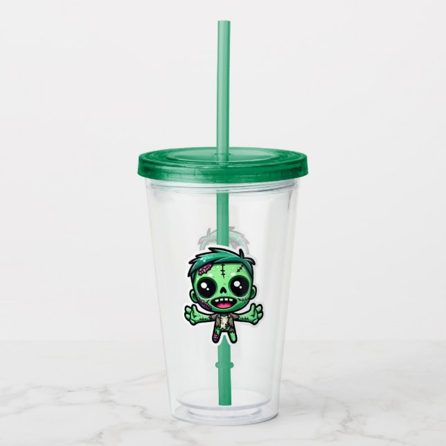 Niedlicher, lustiger Zombie Acryltrinkbecher (Vorderseite)