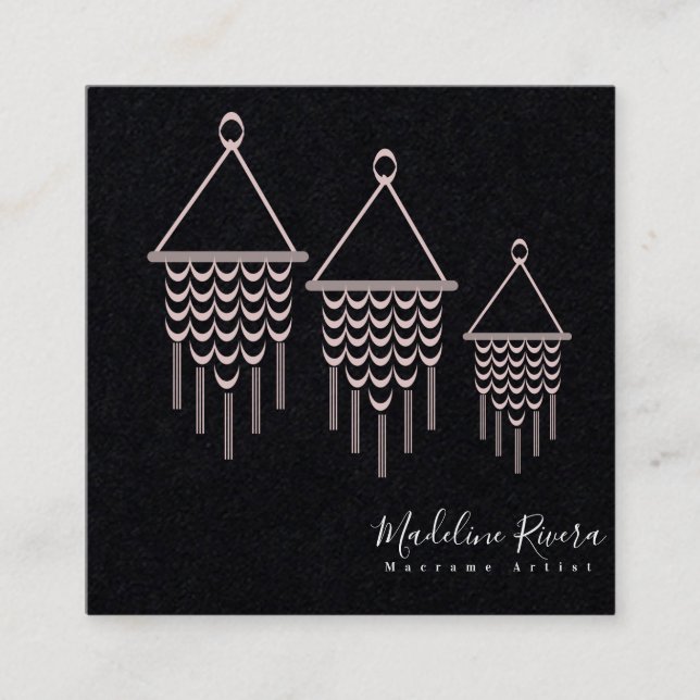 Niedlicher Macrame Artist Handmade Design Rosa Sch Quadratische Visitenkarte (Vorderseite)