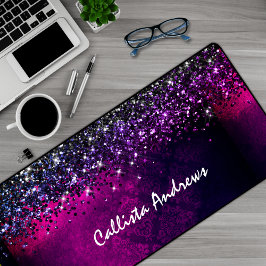 Niedlicher Magenta-Glitzer mit schwarzen Imitaten Schreibtischunterlage