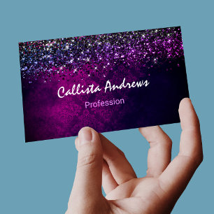 Niedlicher Magenta-Glitzer mit schwarzen Imitaten Visitenkarte