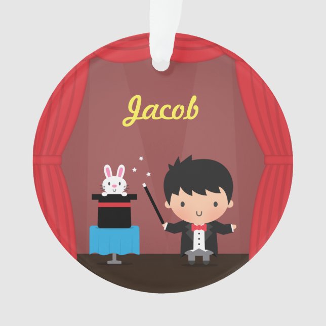 Niedlicher Magier-scherzt magischer Häschen-Trick Ornament (Vorderseite)