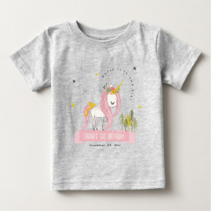 Niedlicher magischer Einhorn Rosa Gelber Kindergeb Baby T-shirt