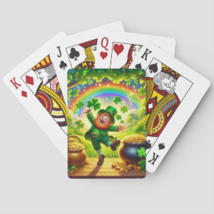 Niedlicher, magischer Leprechaun St. Patrick's Day Spielkarten