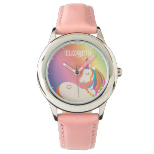 Niedlicher magischer Regenbogen Einhorn Personalis Armbanduhr
