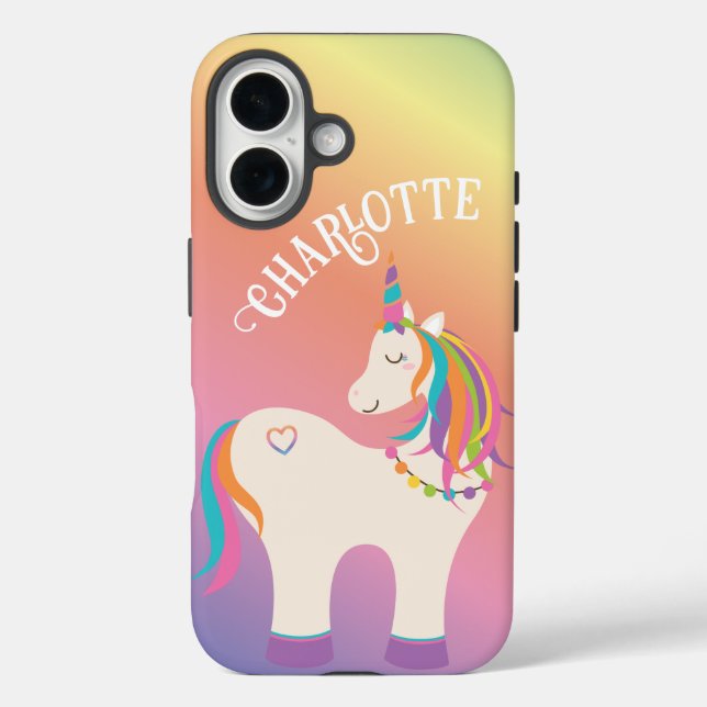 Niedlicher magischer Regenbogen Einhorn Personalis Case-Mate iPhone Hülle (Rückseite)