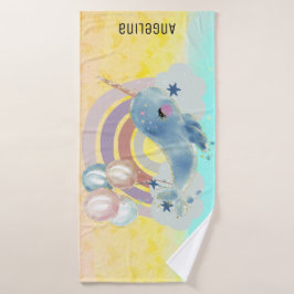 Niedlicher magischer Sea Unicorn-Individuelle Name Badehandtuch