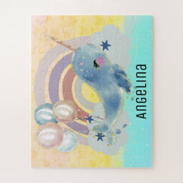 Niedlicher magischer Sea Unicorn-Individuelle Name Puzzle