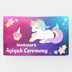 Niedlicher magischer Unicorn Aqiqah Banner