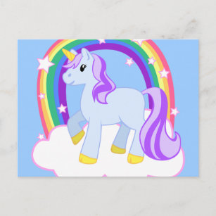 Niedlicher magischer Unicorn mit dem Regenbogen Postkarte