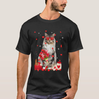 Niedlicher Maine Coon Cat Valentine Fun Katze Vate T-Shirt