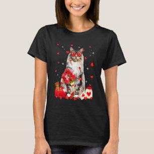 Niedlicher Maine Coon Cat Valentine Fun Katze Vate T-Shirt