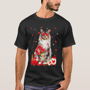 Niedlicher Maine Coon Cat Valentine Fun Katze Vate T-Shirt