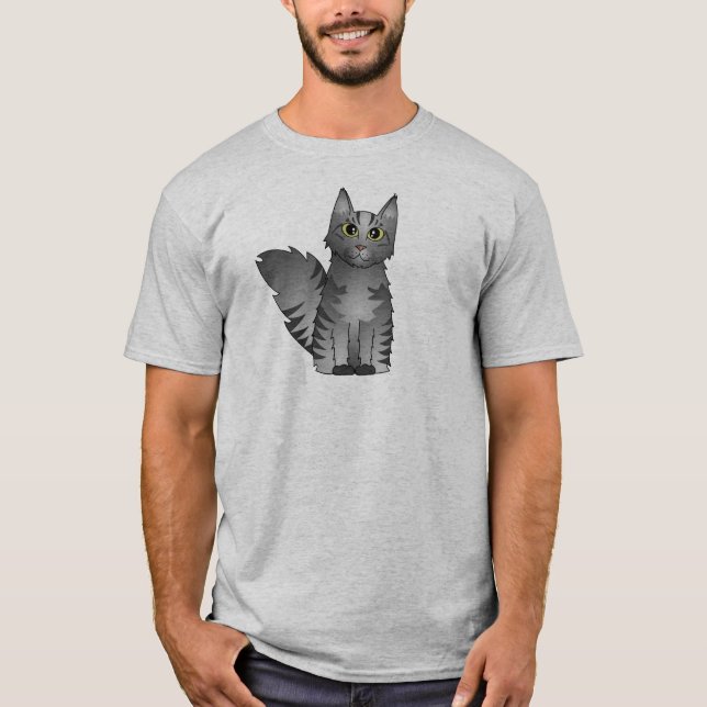 Niedlicher Maine-Waschbär-Katzen-Cartoon - T-Shirt (Vorderseite)