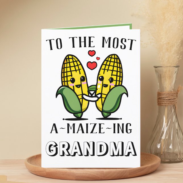 Niedlicher Maismais Pun Grandma Muttertag Dankeskarte (cute corn amazing grandmother happy birthday greeting card)