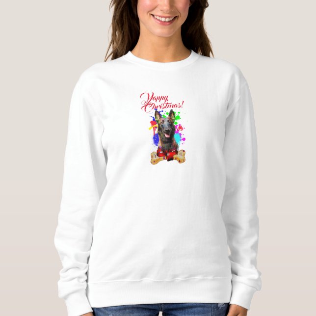 Niedlicher Malinois Dog Yappy Weihnachten Sweatshirt (Vorderseite)
