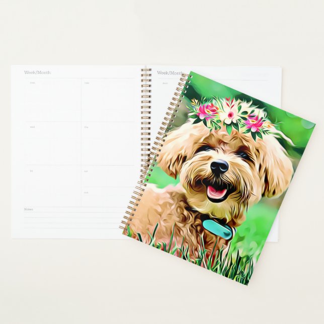 Niedlicher maltesischer Hund mit Blume Art Planer (Anzeige)