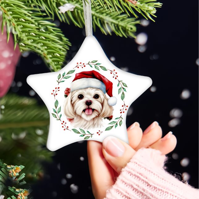 Niedlicher maltesischer Hund Personalisiert Keramik Ornament (Von Creator hochgeladen)