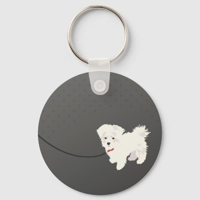 Niedlicher maltesischer Hund Schlüsselanhänger (Vorderseite)