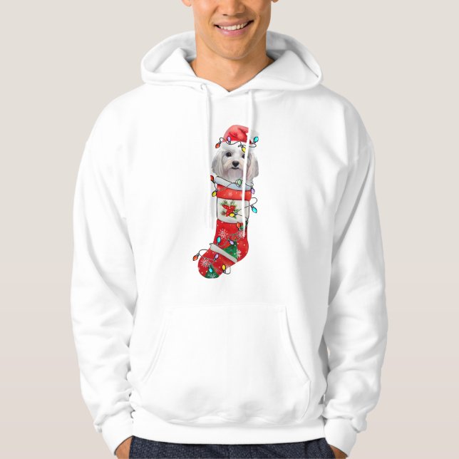 Niedlicher maltesischer Hundeweihnachtsfest, malte Hoodie (Vorderseite)