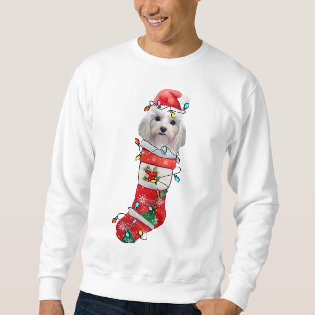 Niedlicher maltesischer Hundeweihnachtsfest, malte Sweatshirt (Vorderseite)