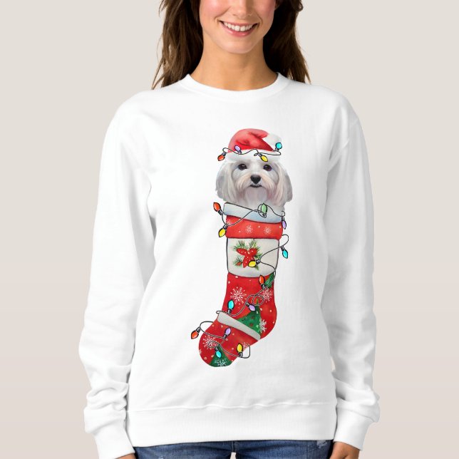 Niedlicher maltesischer Hundeweihnachtsfest, malte Sweatshirt (Vorderseite)