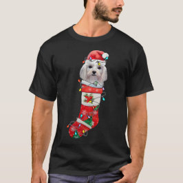 Niedlicher maltesischer Hundeweihnachtsfest, malte T-Shirt
