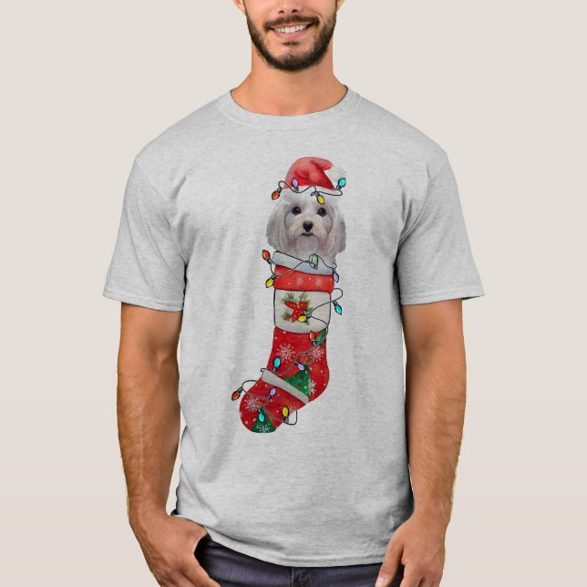 Niedlicher maltesischer Hundeweihnachtsfest, malte T-Shirt (Vorderseite)
