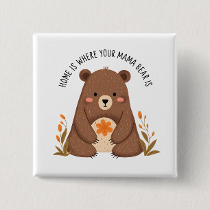 Niedlicher Mama-Bär mit Blume Button