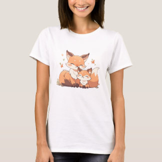 Niedlicher Mami und Babyfuchs T-Shirt