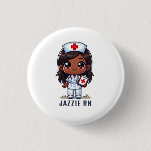 Niedlicher Manga Nurse Cartoon Personalisiert Button