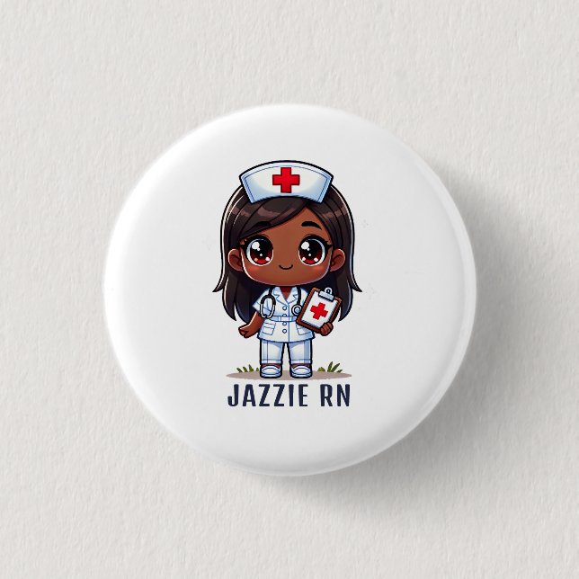 Niedlicher Manga Nurse Cartoon Personalisiert Button (Vorderseite)