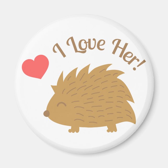 Niedlicher männlicher Igel in der Liebe, ich Liebe Magnet (Vorne)