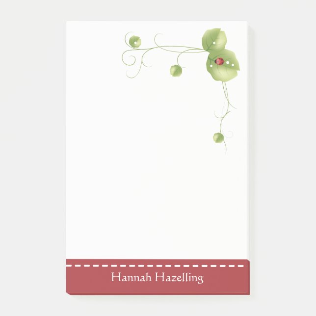 Niedlicher Marienkäfer-personalisierte Post-it Klebezettel (Vorderseite)