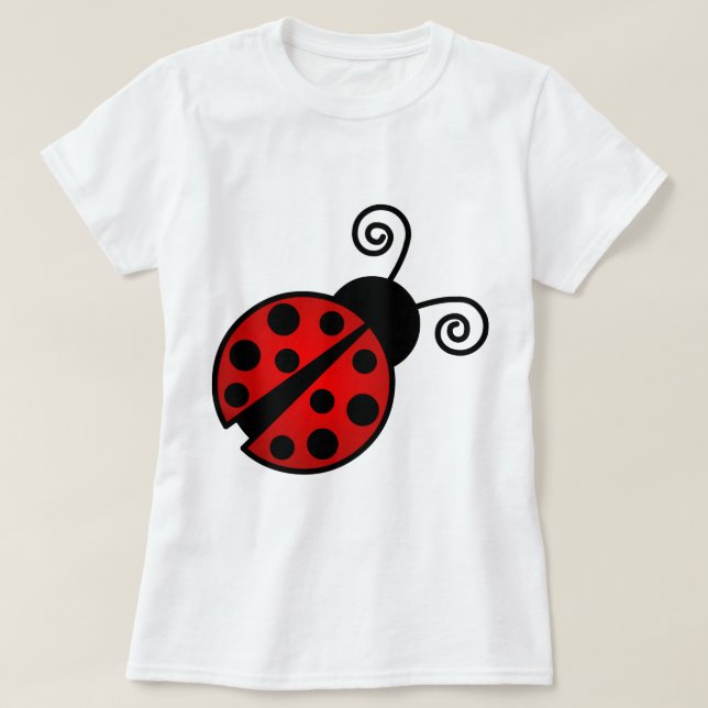 Niedlicher Marienkäfer - Rot und Schwarzes T-Shirt (Design vorne)