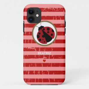niedlicher Marienkäfer u. Streifen personalisiert Case-Mate iPhone Hülle