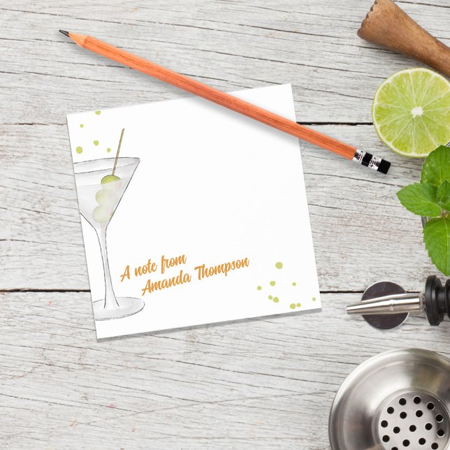 Niedlicher Martini-Cocktail nach Maß Post-it Klebezettel (Cute watercolor custom martini cocktail post it notes)