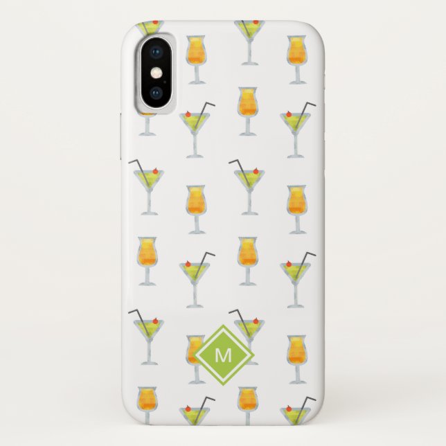 Niedlicher Martinis und Cocktails Muster mit Monog Case-Mate iPhone Hülle (Rückseite)