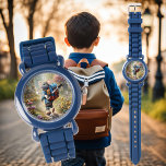 Niedlicher Mäuse auf dem Weg zur Schule Armbanduhr<br><div class="desc">Diese Armbanduhr ist mit einem niedlichen Mausjungen auf dem Weg zur Schule - das ideale Geschenk für alle Jungen!</div>