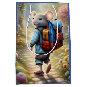 Niedlicher Mäuse auf dem Weg zur Schule, Mittlere Geschenktüte