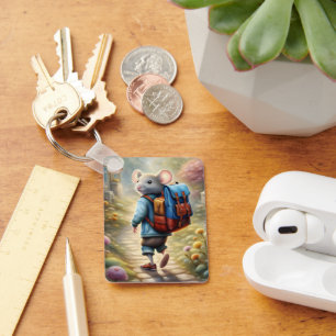 Niedlicher Mäuse auf dem Weg zur Schule, personali Schlüsselanhänger