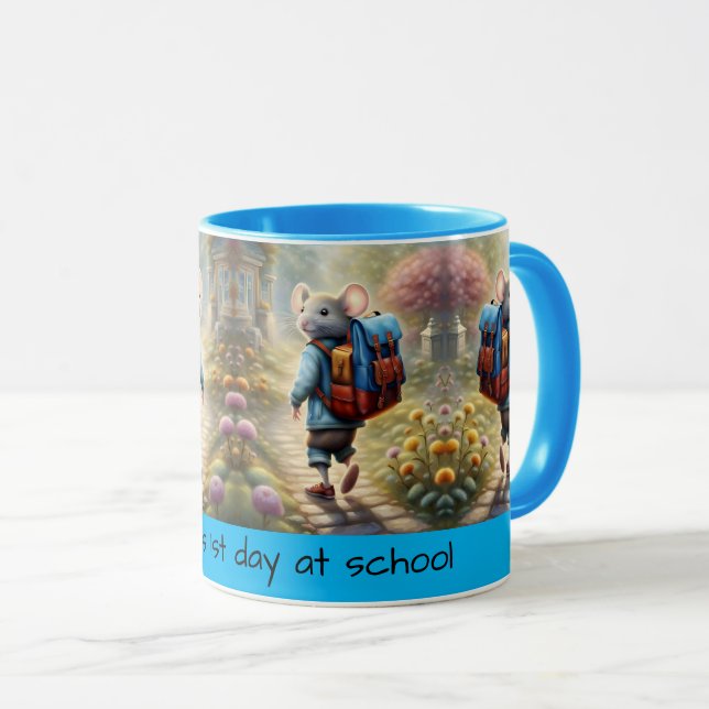 Niedlicher Mäuse auf dem Weg zur Schule Tasse (VorderseiteRechts)