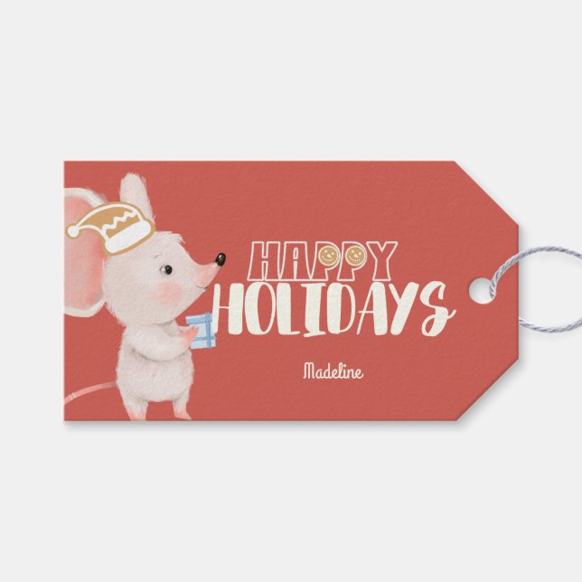 niedlicher Mausurlaub Geschenkanhänger (Vorderseite (Horizontal))