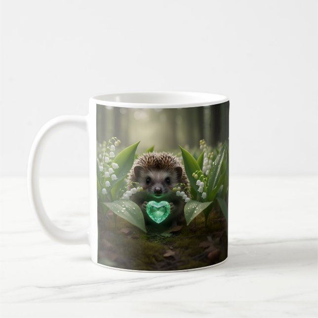 Niedlicher May-Igel mit Smaragdherz Kaffeetasse (Links)