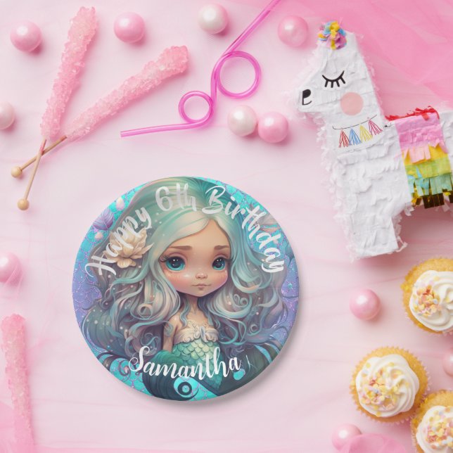 Niedlicher Meerjungfisch Pappteller (Party)