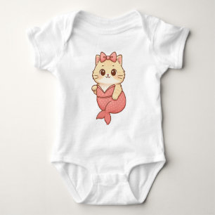 Niedlicher Meerjungfrau-Katzen-Aufkleber Baby Strampler